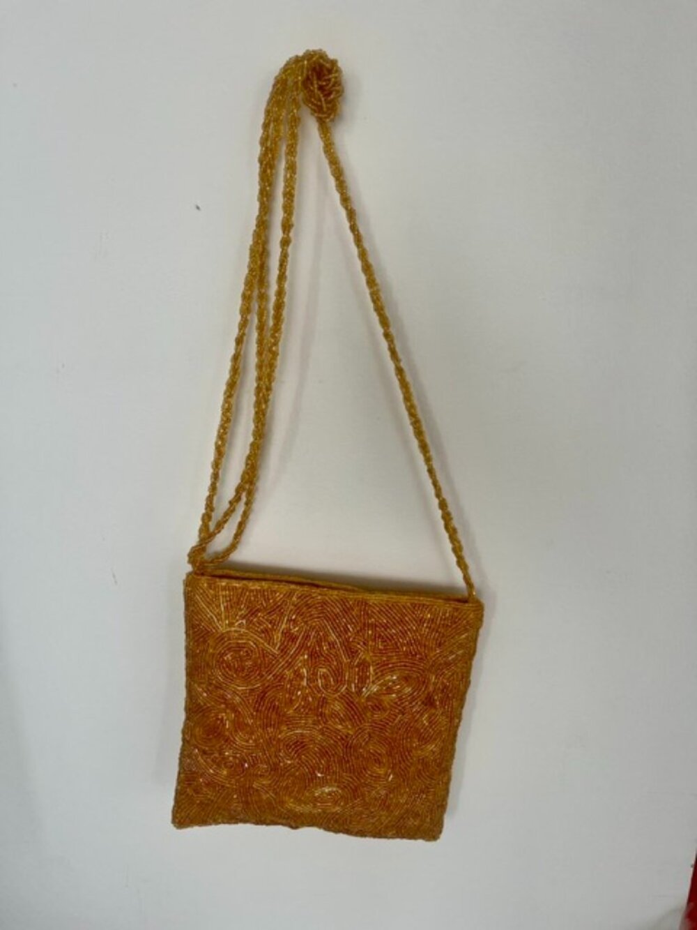 Gold Beaded Swee Lo Bag Crossbody Shoulder Purse Braided Strap